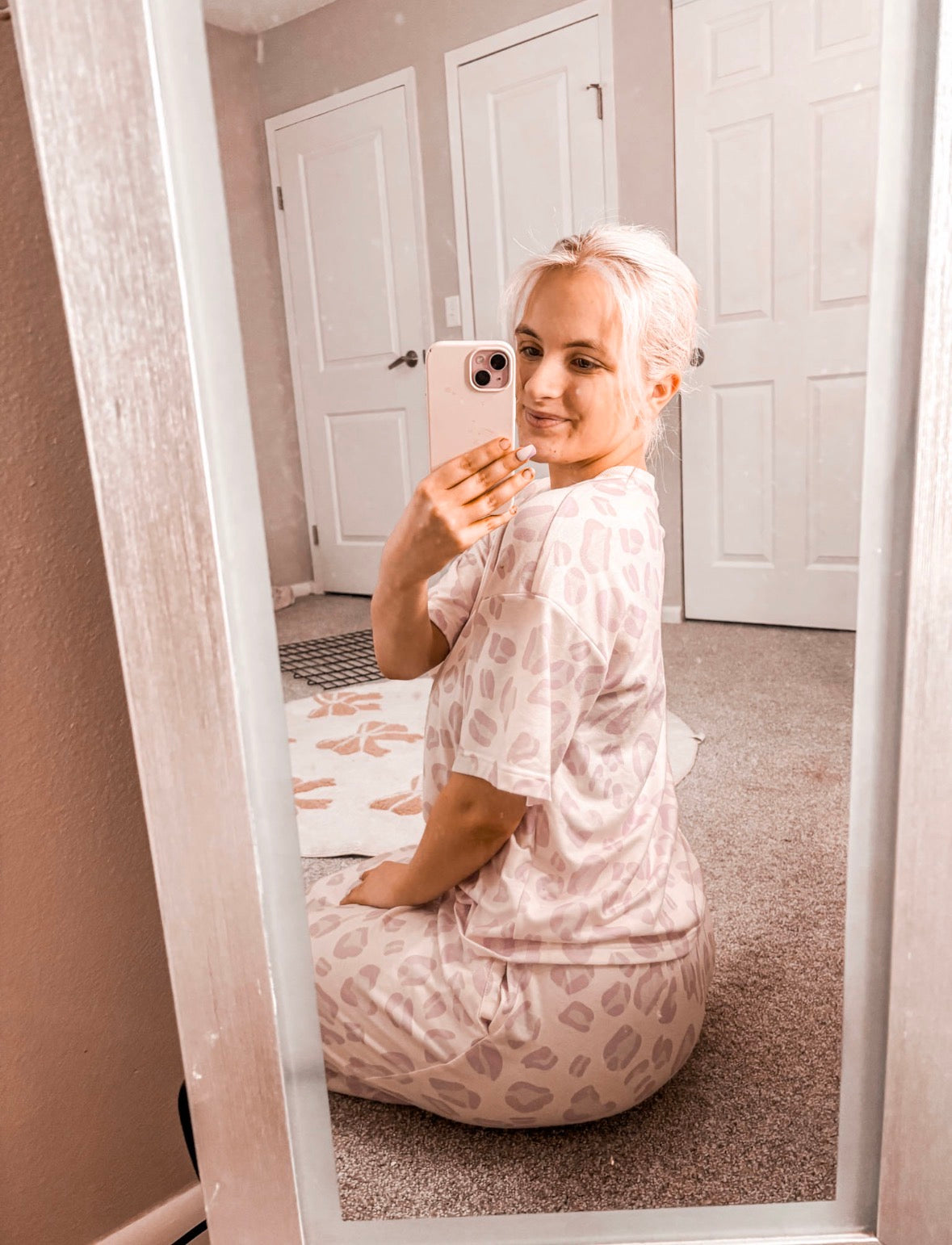 Pink Leopard Two Piece Top and Pants Set