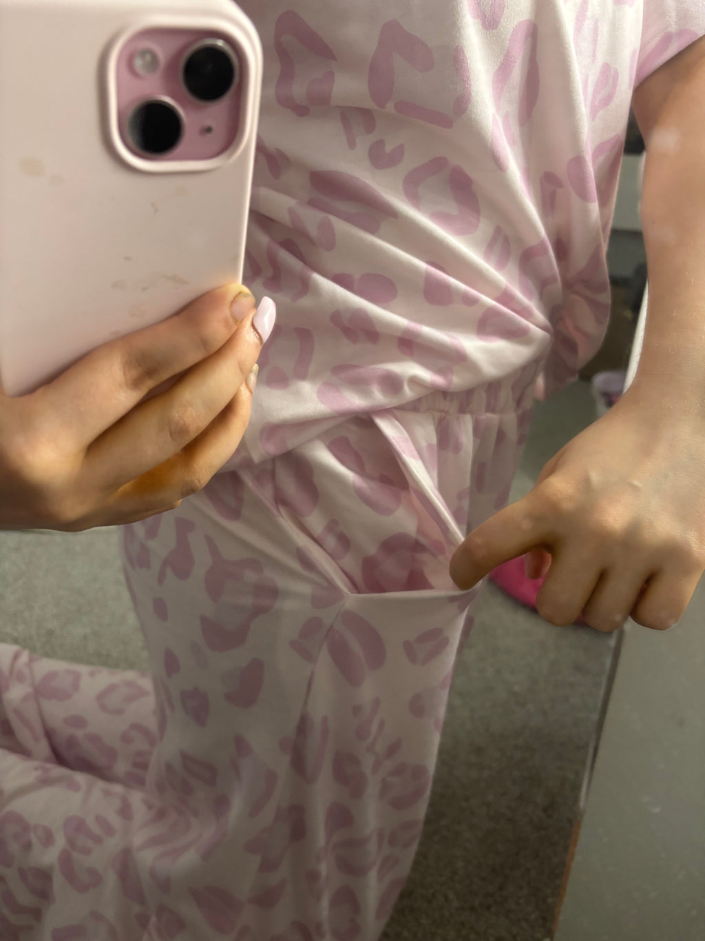 Pink Leopard Two Piece Top and Pants Set