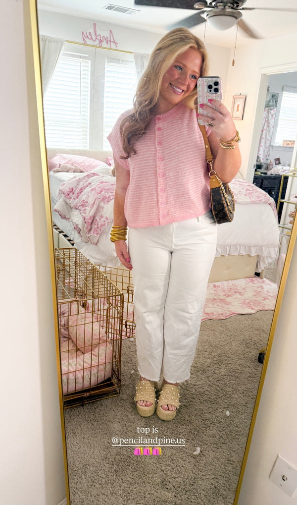 *Pre-order* Pink Striped Cardigan